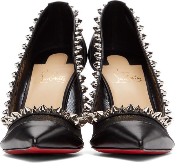 Christian Louboutin Black  Silver Galativi Spikes 85 Heels - Picture 3
