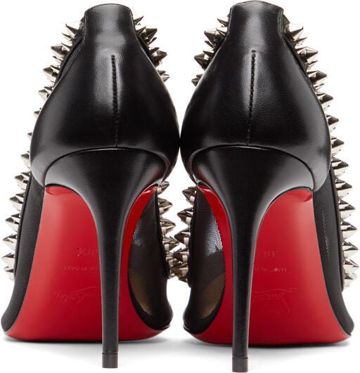 Christian Louboutin Black  Silver Galativi Spikes 85 Heels - Picture 4