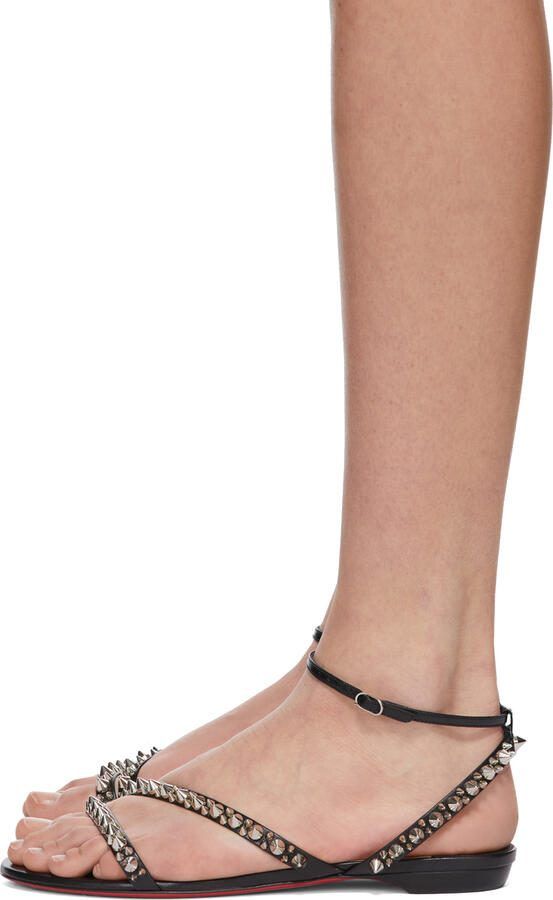 Christian Louboutin Black Mafaldina Spikes Flat Sandals - Picture 3
