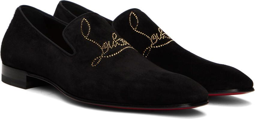 Christian Louboutin Black Navy Dandelion Strass Loafers - Picture 2
