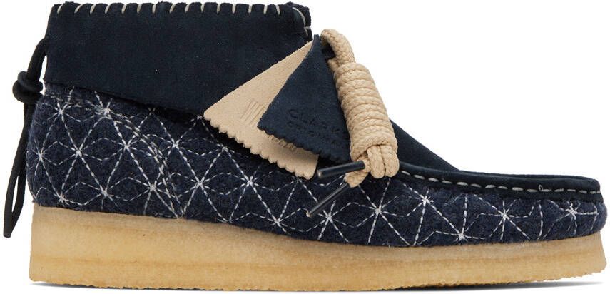 Clarks Originals Navy Wallabee Ankle Boots - Picture 5