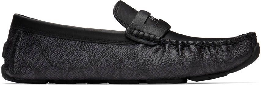 Coach 1941 Black  Grey Leather Coin Driver Loafers - Picture 5