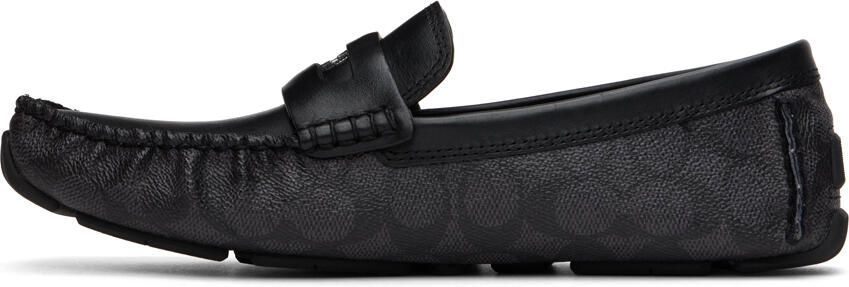 Coach 1941 Black  Grey Leather Coin Driver Loafers - Picture 3