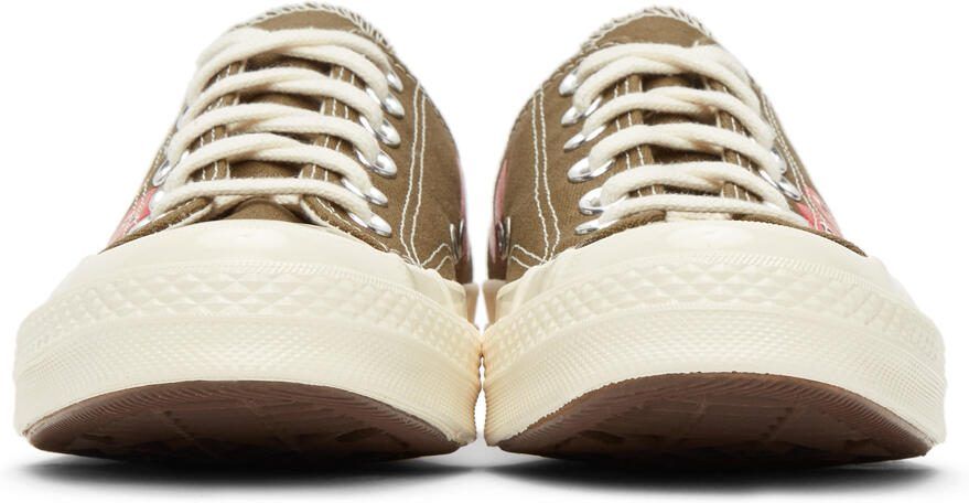 Comme des Garçons Play Khaki Converse Edition Multiple Hearts Chuck 70 Low Sneakers - Picture 3