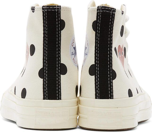 Comme des Garçons Play White Converse Edition Polka Dot Heart Chuck 70 High Sneakers - Picture 4