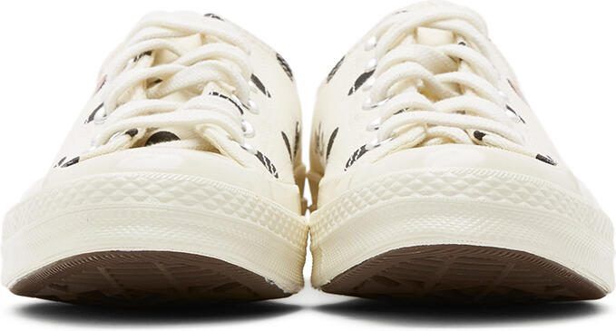 Comme des Garçons Play White Converse Edition Polka Dot Heart Chuck 70 Low Sneakers - Picture 3