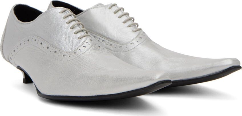 Comme des Garçons Silver Kitten Heel Oxfords - Picture 2