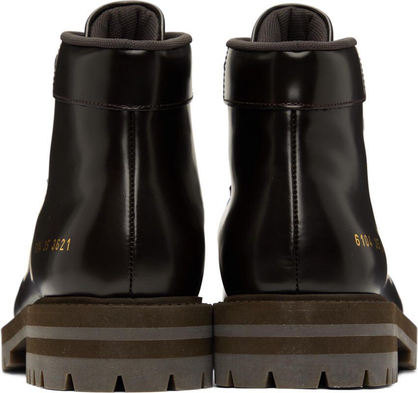 Common Projects Brown Leather Hiking Boots