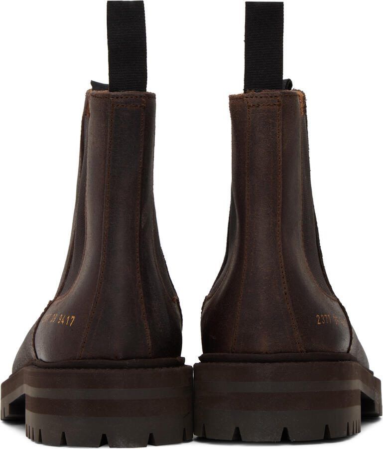 Common Projects Brown Stamp Chelsea Boots