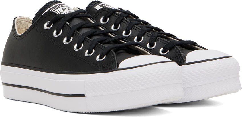 Converse Black Leather Chuck Taylor All Start Lift Low Sneakers - Picture 2