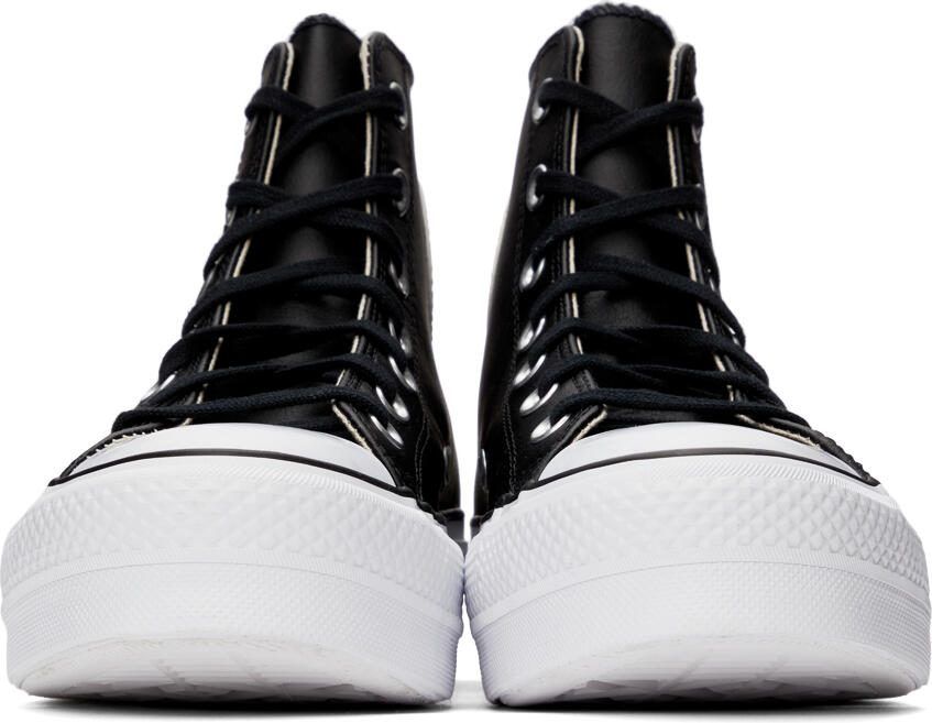 Converse Black Leather Chuck Taylor All Star Lift High Sneakers - Picture 12