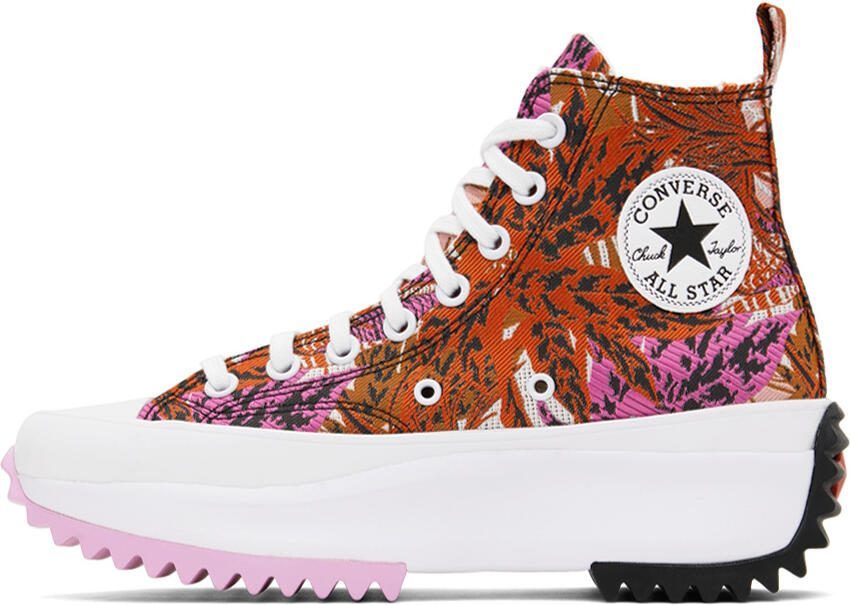 Converse Pink  Orange Run Star Hike Tropical Florals Sneakers - Picture 4