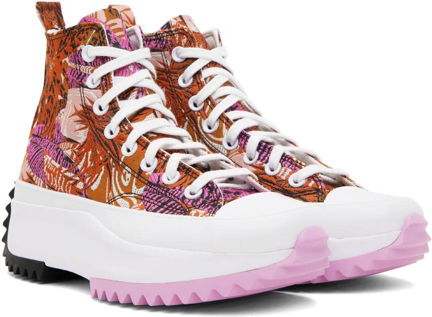 Converse Pink  Orange Run Star Hike Tropical Florals Sneakers - Picture 3