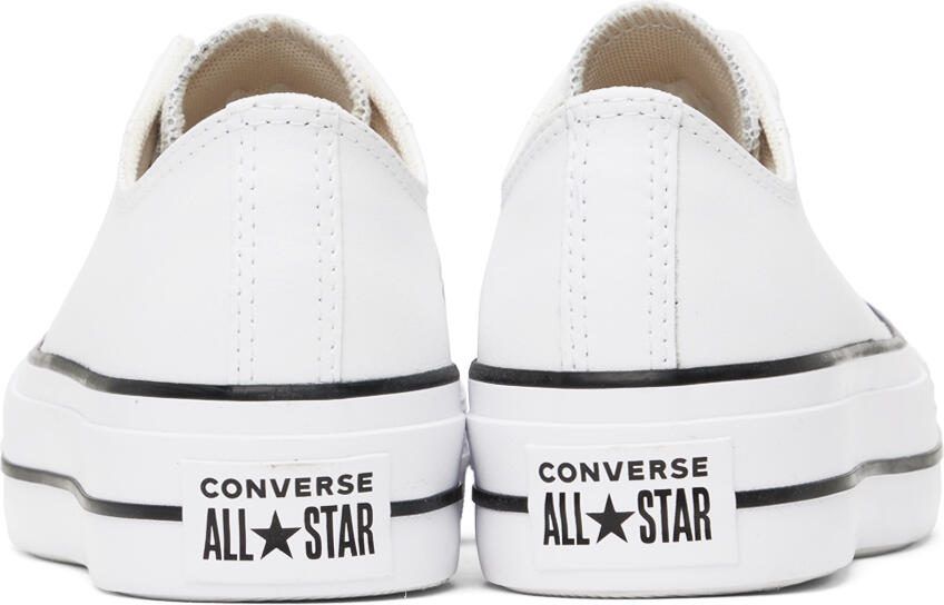 Converse White Leather Chuck Taylor All Star Platform Low Sneakers - Picture 10