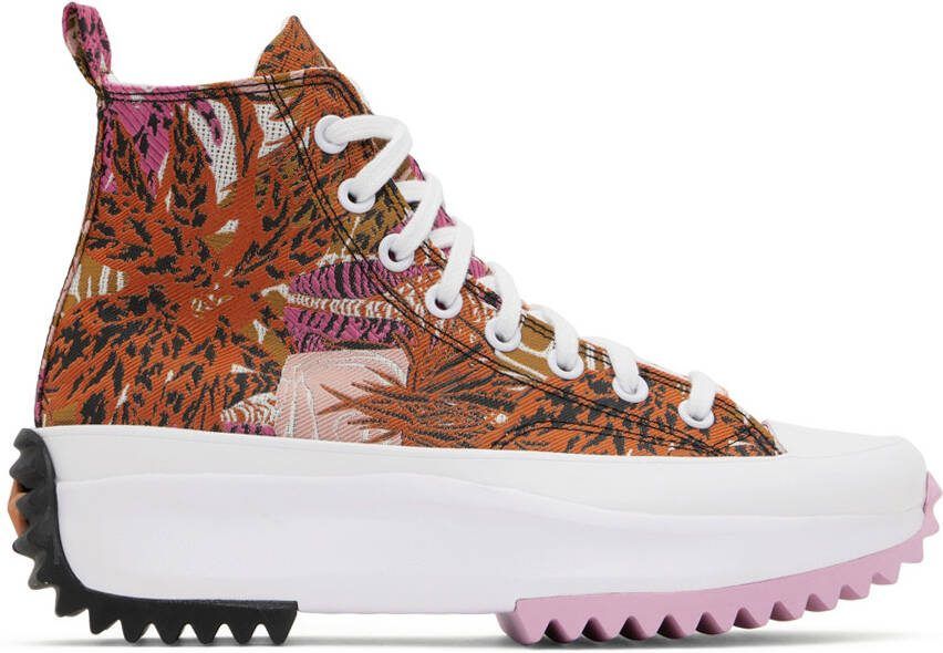 Converse Pink  Orange Run Star Hike Tropical Florals Sneakers - Picture 6