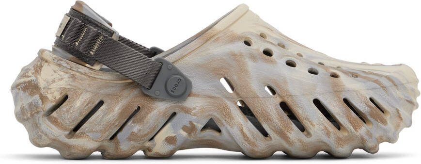 Crocs Off-White  Beige Echo Marbled Clogs - Picture 3