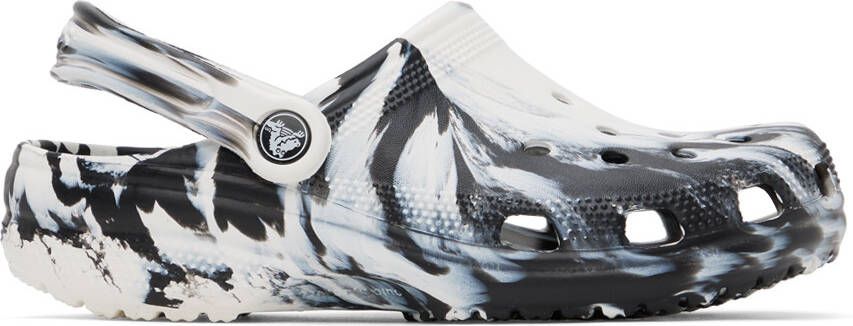 Crocs Black  White Marbled Clogs - Picture 6