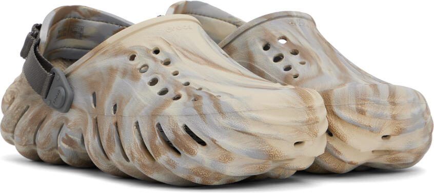 Crocs Off-White  Beige Echo Marbled Clogs - Picture 2
