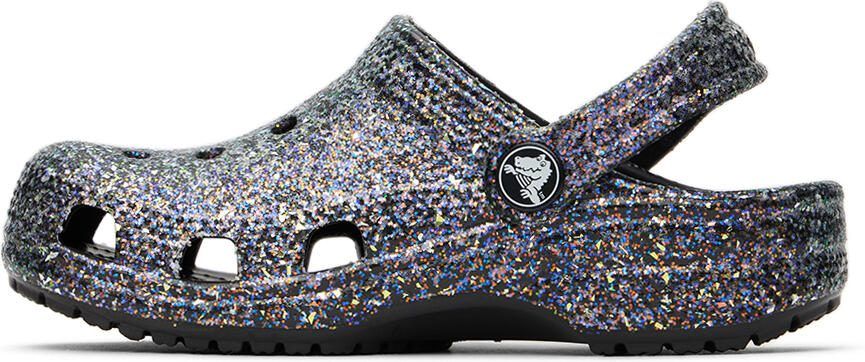 Crocs Kids Black Classic Glitter Clogs - Picture 3