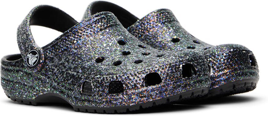 Crocs Kids Black Classic Glitter Clogs - Picture 2