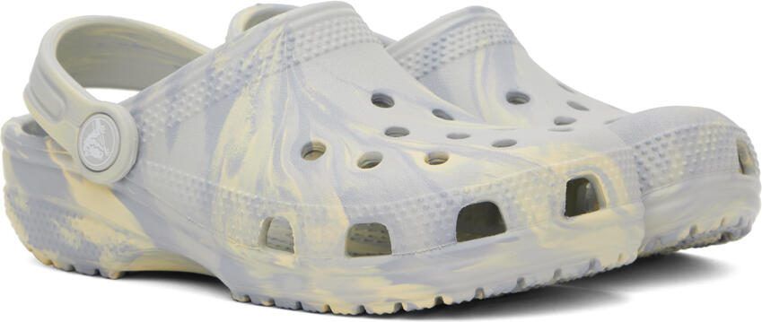 Crocs Kids Blue  Off-White Classic Marbled Clogs - Picture 2