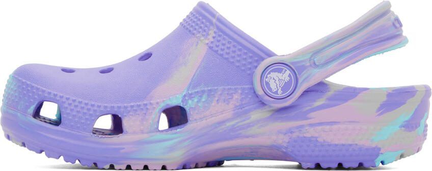 Crocs Kids Blue Classic Marbled Clogs - Picture 3