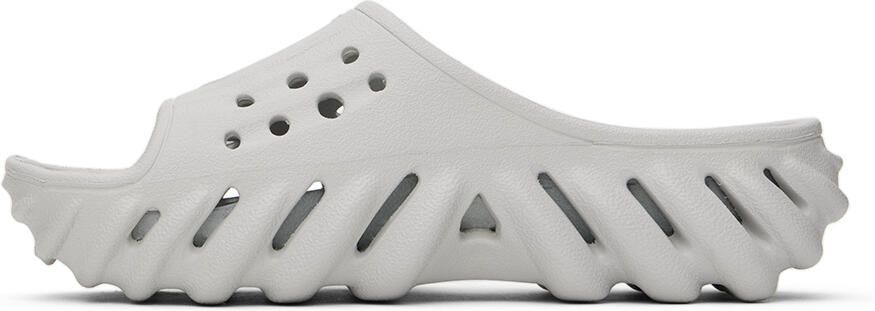 Crocs Kids Gray Echo Slides - Picture 3