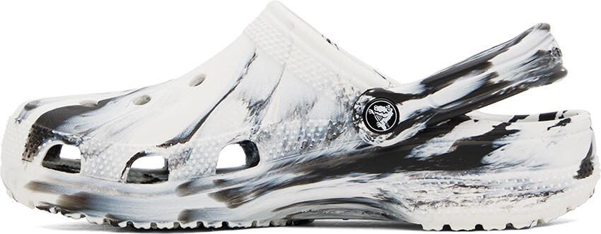 Crocs Black  White Marbled Clogs - Picture 5