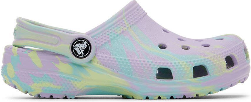Crocs Kids Purple  Green Classic Marbled Clogs