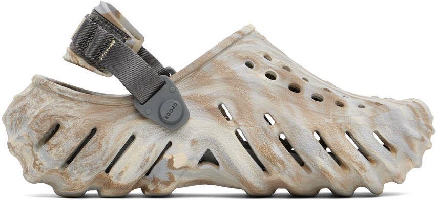 Crocs Off-White  Beige Echo Marbled Clogs - Picture 6