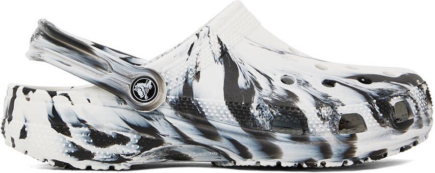 Crocs Black  White Marbled Clogs - Picture 3
