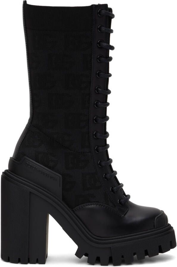 Dolce  Gabbana Black All-Over DG Boots - Picture 5