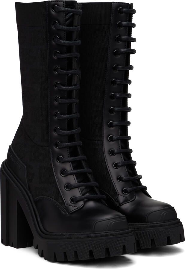 Dolce  Gabbana Black All-Over DG Boots