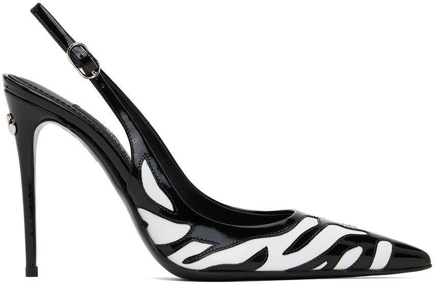 Dolce  Gabbana Black  White Lollo Zebra Heels - Picture 5