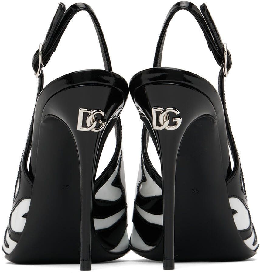 Dolce  Gabbana Black  White Lollo Zebra Heels