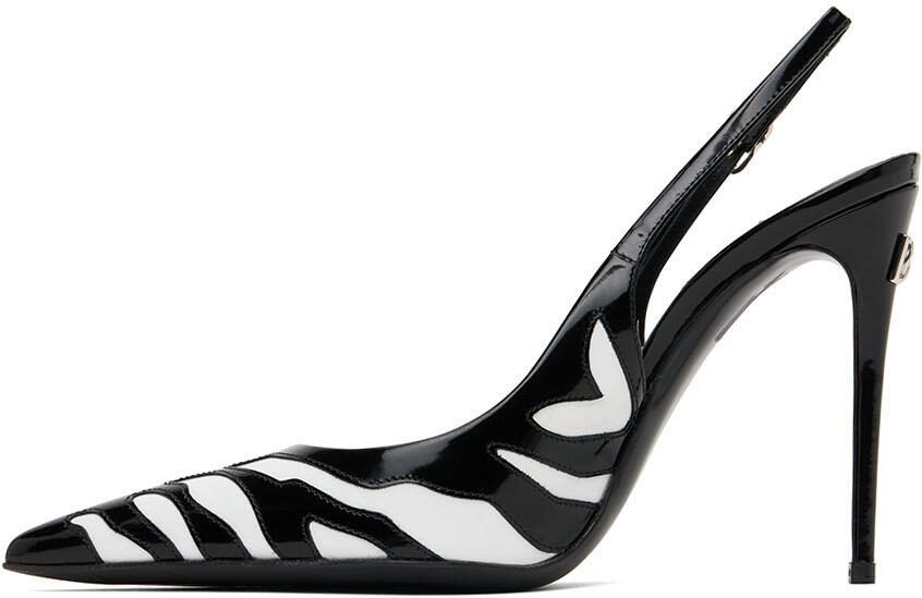 Dolce  Gabbana Black  White Lollo Zebra Heels - Picture 3