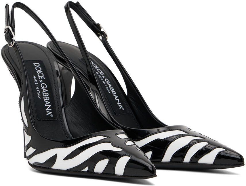 Dolce  Gabbana Black  White Lollo Zebra Heels - Picture 2