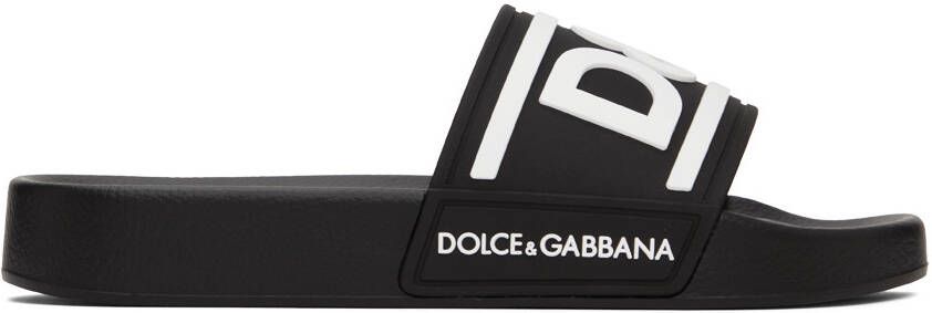 Dolce  Gabbana Black Beachwear Slides - Picture 5