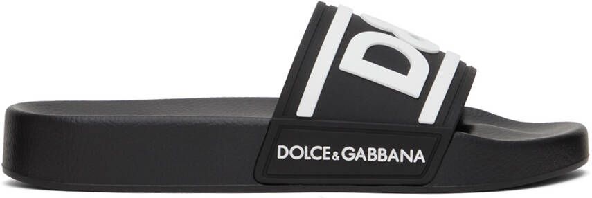 Dolce  Gabbana Black Beachwear Slides - Picture 5