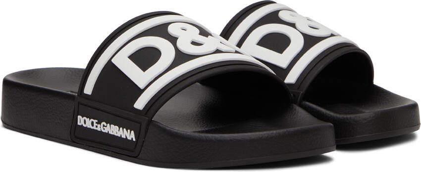 Dolce  Gabbana Black Beachwear Slides - Picture 2