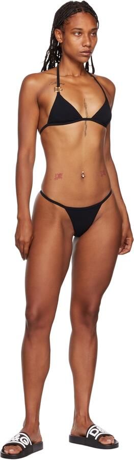 Dolce  Gabbana Black Beachwear Slides - Picture 4