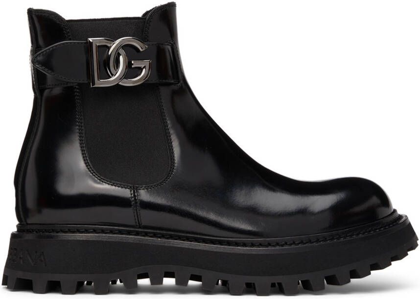 Dolce  Gabbana Black Brushed Ankle Boots - Picture 5