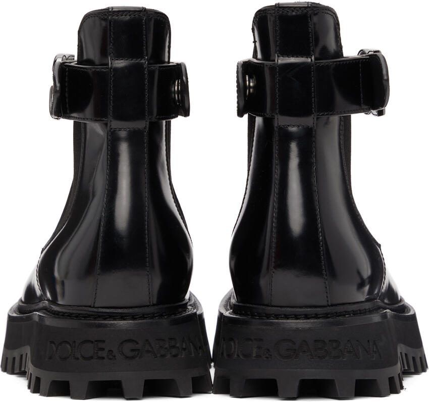 Dolce  Gabbana Black Brushed Ankle Boots