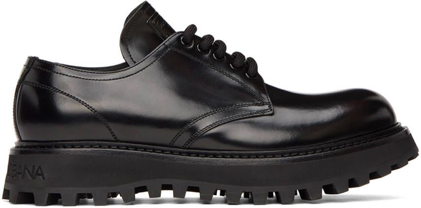 Dolce  Gabbana Black Brushed Derbys - Picture 5