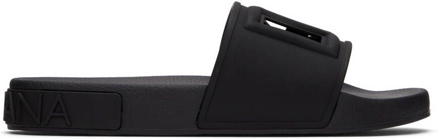 Dolce  Gabbana Black Cut-Out Logo Sandals - Picture 5