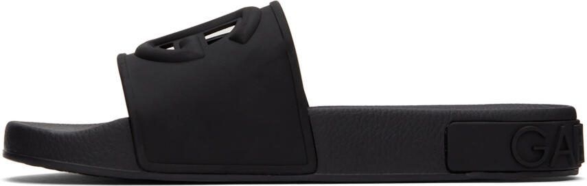 Dolce  Gabbana Black Cut-Out Logo Sandals - Picture 4