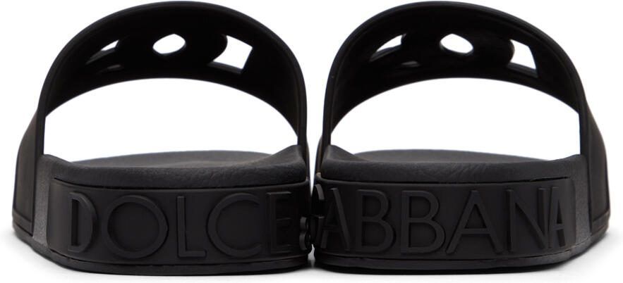 Dolce  Gabbana Black Cut-Out Logo Sandals - Picture 2