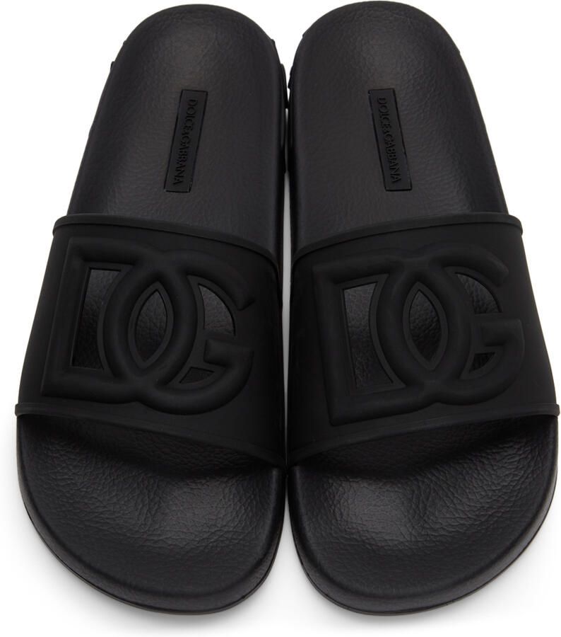 Dolce  Gabbana Black Cut-Out Logo Sandals
