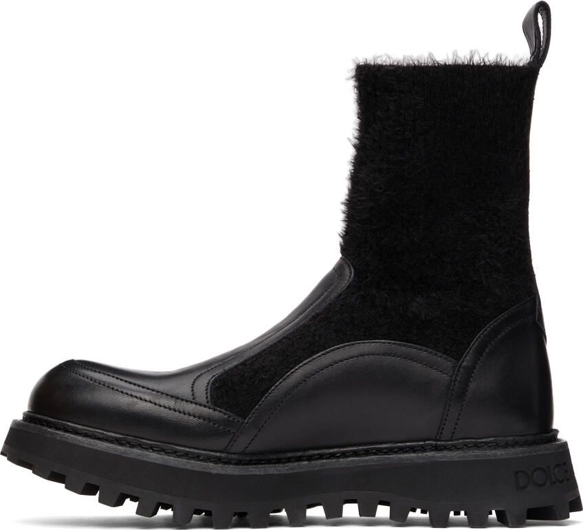Dolce  Gabbana Black Hors Sock Ankle Boots - Picture 2