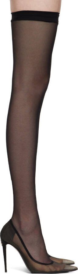 Dolce  Gabbana Black Kim Kardashian Edition Stretch Tulle Tall Boots - Picture 5